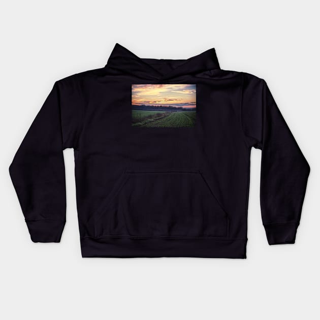 Rural Rolling Mist Kids Hoodie by InspiraImage